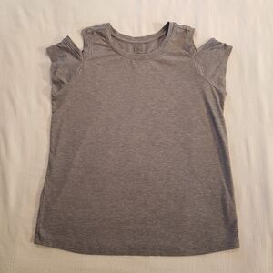 Athleta girl grey cold shoulder top size 14 EUC